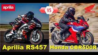 Aprilia RS457 vs Honda CBR500R Comparison TM [upl. by Asiar]