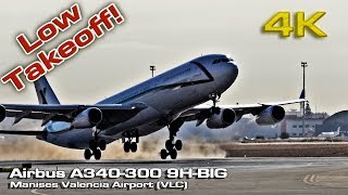 Airbus A340 Low takeoff at Valencia Airport VLC 4K [upl. by Frodeen]