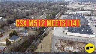 Drone Footage of CSX M512 Meeting I141 North of Nashville Tennessee [upl. by Yzus]