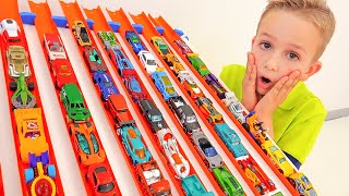 Niki play with Hot Wheels cars and playsets  Collection video with Toy cars [upl. by Teddy228]