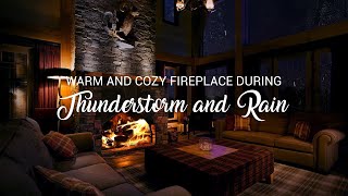 Relaxing Crackling Fireplace  Rain amp Thunderstorm Sounds [upl. by Opportina414]