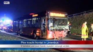 06112014 BT Lebensgefahr nach Frontalcrash mit Linienbus [upl. by Durrett853]