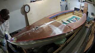 Plywood hull gluing Episode 116 Deck lamination is completed Pasja 400 dinghy RoSSY project [upl. by Ahilam]