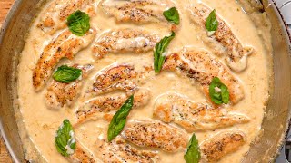 15 Minute Creamy Garlic Chicken Tenders [upl. by Ellehs]