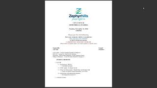 Zephyrhills City Council Meeting 11122024 [upl. by Stalker895]