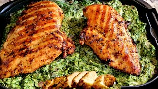 Creamy Spinach Grilled Chicken Breast Ninja Foodi Grill XL Pro Grill amp Griddle Combination Cooking [upl. by Brandi]