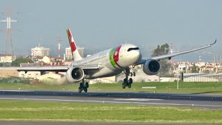 17 MINUTES of Great Pilots Landing with Crosswinds at Lisbon Airport [upl. by Zena]