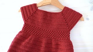 How to crochet a childrens Tunisian crochet smock stitch dress  The Penelope Dress [upl. by Hi]