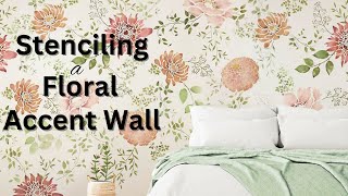 Stenciling A DIY Floral Accent Wall With Cutting Edge Stencils Flower Stencil Patterns [upl. by Nosak]