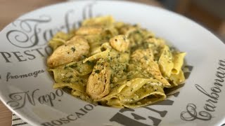 Pâtes sauce crémeuse au pesto maison et poulet [upl. by Anamor]