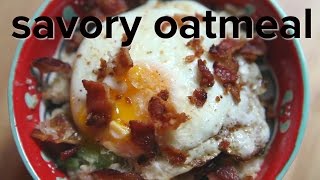 Savory oatmeal recipe Oatmeal with celery egg cheese and bacon featuring Just Eat Life [upl. by Narah656]