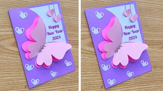 Cute DIY New Year Greeting Card  New Year 2024 Card  New Year Card Making 2024 [upl. by Nemzaj]