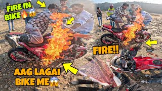 😨Aag Lagai bike me  Fire in Bike Live Captured in Go Pro Camera Preparation for Ladakh [upl. by Nancie216]