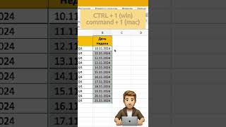 Excel лайфхаки  Как в excel вывести день недели эксель excel excelformula лайфхак ексель [upl. by Kciremed]