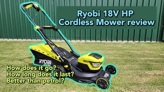 Is the cordless Ryobi mower worth the money  Brushless 40cm 18V HP review [upl. by Toni561]