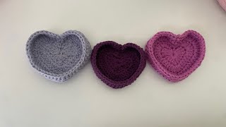 Tuto boite de rangement en forme de cœur au crochet ♥️ [upl. by Ahsema]