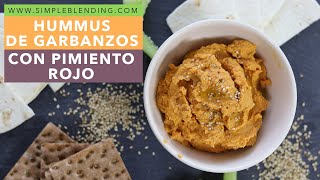 HUMMUS DE GARBANZOS CON PIMIENTO ROJO  Cómo hacer hummus sin tahini  Hummus casero [upl. by Landel838]