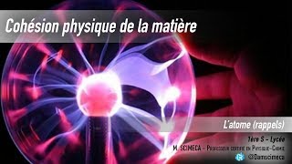 Cohésion physique de la matière  atome rappels [upl. by Enyluqcaj]