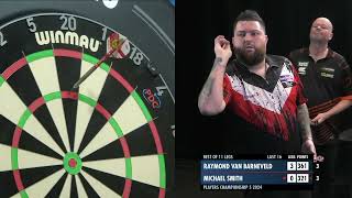 NINEDARTER  Michael Smith hits a perfect leg against Barney at PC5 [upl. by Lanam776]