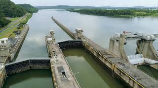 Aerial 4K Video of Cannelton Locks On the Ohio River [upl. by Airetnahs626]