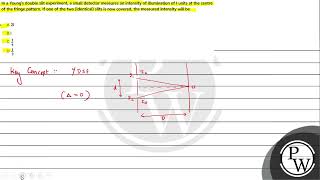 In a Youngs double slit experiment a small detector measures an intensity of illumination of I [upl. by Hulen]