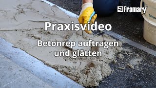 Betonboden einfach selbst reparieren  Auftragen amp Glätten des Reparaturmörtels FM Epoxi Betonrep [upl. by Arais]