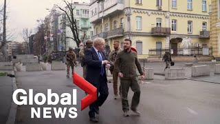 Boris Johnson tours Kyiv with Ukraine’s Volodymyr Zelenskyy [upl. by Roht]