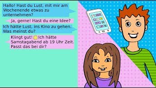 Deutsche Dialoge Verabredungen ausmachen  Nachrichten  SMS schreiben German for beginners [upl. by Aryajay]