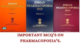 Important MCQs on Pharmacopoeias [upl. by Candie802]