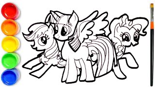 How to draw My Little Pony  Twilight Sparkle Pinkie Pie Applejack My Little Pony Drawing [upl. by Harvie]