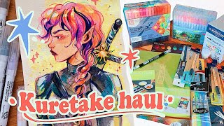 Opening a HUGE box of Kuretake products  drawing process ✨🎨 [upl. by Carmelo349]