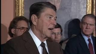 President Reagans Remarks at Ceremony for Immigration Reform and Control Act November 6 1986 [upl. by Ahsienot]