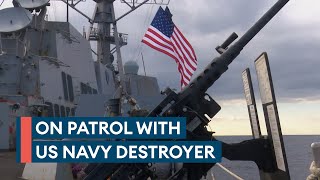 Exclusive On board a US Navy destroyer patrolling the Mediterranean [upl. by Bullion]