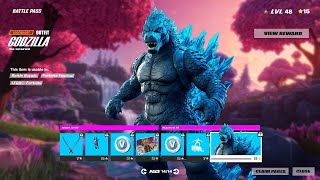 MOSTRANDO TODO el PASE de BATALLA de FORTNITE CAPÍTULO 6 COMPLETO 🔥 SKIN GODZILLA BAYMAX Y MÁS [upl. by Eahsat]