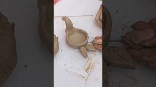 Diyaa for mandirclay artclay craft diy diyaaclay from soilARTampCRAFTpeacock diya made by clay🦚 [upl. by Leahcimnaes695]