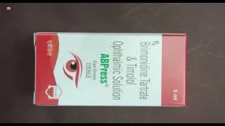 ABPress Eye Drops  Brimonidine Tartrate amp Timolol Ophthalmic Solution Uses  Abpress eye drops uses [upl. by Winna]