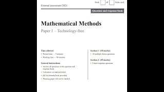 Maths Methods QCAA external exam 2023 tech free Q18 [upl. by Zzaj]