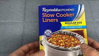 Reynolds Kitchens Slow Cooker Liners Regular Fits 38 Quarts  1 Minute Review [upl. by Aiuqet]