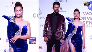 Rubina Dilaik With Husband Abhinav Shukla Arrive At 71 St Miss World Festival India [upl. by Sikko636]