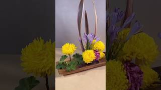 Ikebana Arrangement Phormium Sundowner Yellow Chrysanthemum Africanus and Hydrangeas [upl. by Jackquelin]