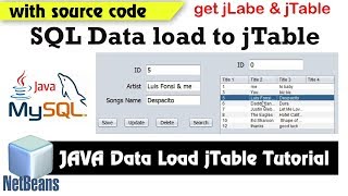 JAVA NetBeans MYSQL Data load to jtable Tutorial [upl. by Isleana]