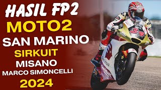 HASIL FP2 MOTO2 SAN MARINO ITALIA MISANO MARCO SIMONCELLI 2024 PRACTICE 1 MOTO2 HASIL MOTOGP [upl. by Walsh692]