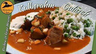 Zartes saftiges Kalbsrahmgulasch mit Erbsenreis [upl. by Emilie]