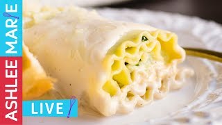 Homemade Chicken Alfredo Lasagna Roll ups  LIVE [upl. by Alitta]