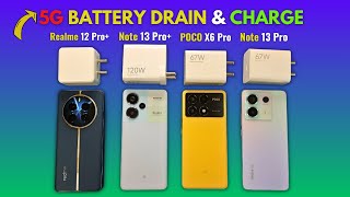 Realme 12 Pro Plus vs Redmi Note 13 Pro Plus vs POCO X6 Pro vs Note 13 Pro  Battery Drain amp Charge🔥 [upl. by Penthea]