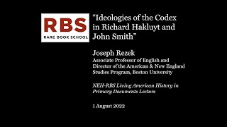 Ideologies of the Codex in Richard Hakluyt and John Smith [upl. by Neehsuan322]