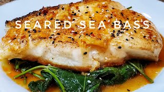 Seared SEA BASS FILLET  QUICK amp EASY  RECIPE AthomewithNobz [upl. by Chrysler77]