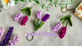 Crochet Lavender Keychain 💜  Step by Step Tutorial Lavender Keychain Beginnerfriendly 💜 [upl. by Elleahcim]