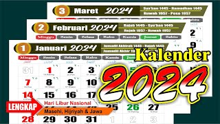 KALENDER 2024 Lengkap dengan tanggal merah  Hijriyah jawa  Download format CDR  template [upl. by Abe270]