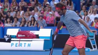 Magical drop shot by Federer  MasterCard Hopman Cup 2017 [upl. by Straub]